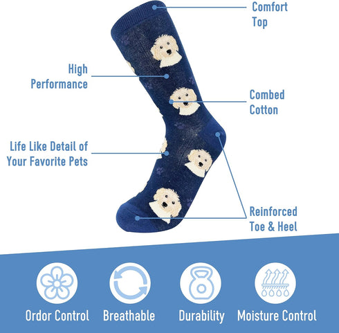 E&S Pets Goldendoodle Socks - Fun Unisex Socks - Crazy Pet Lover - Novelty Socks Funny Gifts for Dog Lovers - Cute Dog Pattern - Casual Crew Socks...