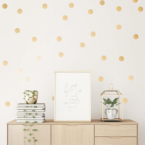 Easy Peel + Stick Gold Wall Decal Dots - 2 Inch (100 Decals) - Safe on Walls & Paint - Metallic Vinyl Polka Dot Decor - Round Circle Art Glitter S...
