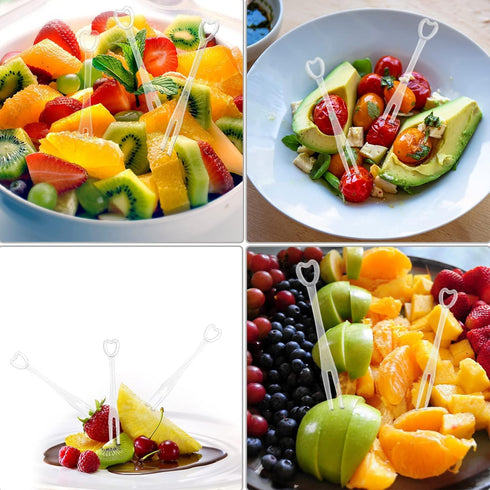 300PCS Disposable Plastic Fruit Forks, YEAJOIN Mini Cake Forks Tasting Appetizer Cocktail Forks Picks Small Dessert Food Picks Sticks...