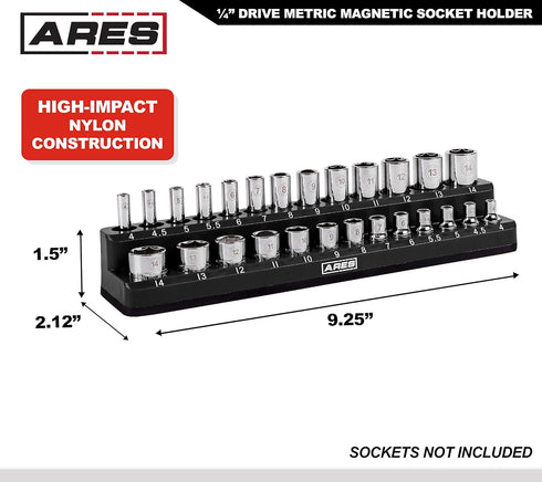 ARES 70233-26-Piece 1/4-Inch Metric Magnetic Socket Organizer - Holds 13 Standard Size and 13 Deep Size Sockets - Keeps Your Tool Box Organized...