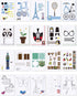 3D Printing Drawing Book, Reusable Colorful 40 Patterns Thick Paper Template with a Clear Plate, Painting Graffiti Template for 3D Pen Kids DIY Gi...