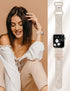Minyee Compatible with Apple Watch Band with Charms Women 41mm 40mm 38mm 42mm 44mm 45mm 49mm Decorative Ring Loops Floral Engraved Silicone Strap ...