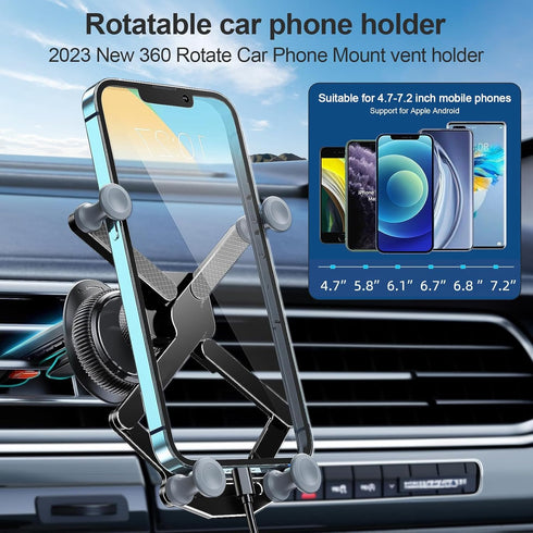 Car Vent Phone Mount,Invisible Rotatable Air Vent Mount Car Phone Holder 360°Anti-Shake Universal Phone Mount,Car Dashboard & Never Blocking Air V...