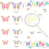 Bucherry 81 Pieces 3D Butterfly Cupcake Topper Gold Round Acrylic Happy Birthday Cake Topper Butterflies Cake Decorations for Birthday Wedding Par...