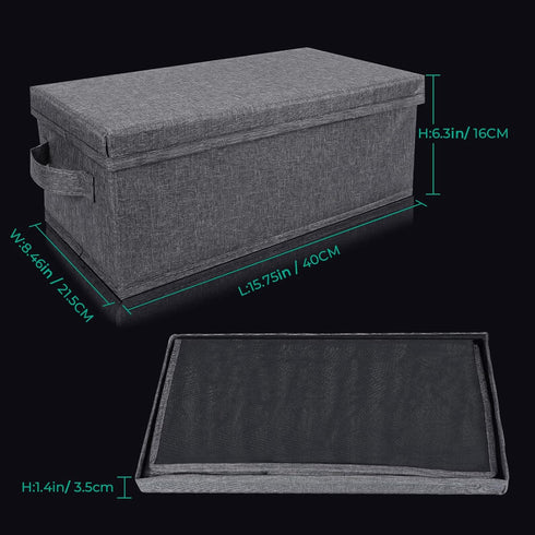 DVD Storage Box, Practical DVD Case Holder Organizer 15.75 x 8.46 x 6.3 Inch, DVD Rack with Lid and Index Labels to Hold up to 25 DVD Cases - Gray...