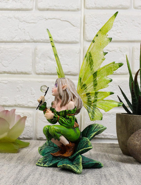 Ebros Mythical Goddess Green Earth Pixie Dust Fairy Blowing Crystal Bubble Statue 6" Tall Whimsical Tribal Gaia Faerie Fantasy Sculpture...