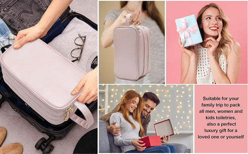Travel-Accessories Makeup Bag for Women,Water Resistant Toiletry-Bag-For-Travel-Essentials,Dorm Room Essentials,Eco Leather Cosmetic Bag for Full ...