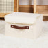 ANMINY Storage Bin with Lid Storage Boxes with PU Leather Handles PP Plastic Board Decorative Foldable Lidded Cotton Linen Fabric Home Cubes Baske...