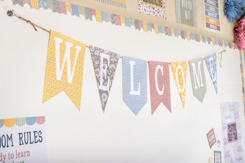 Teacher Created Resources Classroom Cottage Pennants Welcome Bulletin Board (TCR7170)...
