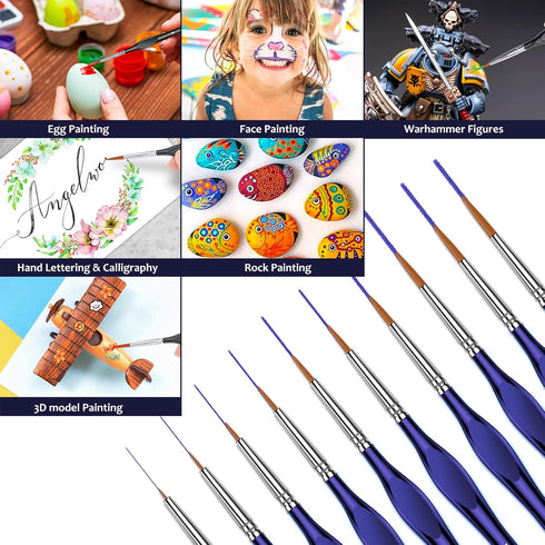 Miniature Paint Brushes,10Pcs Round Pointed Tip Paintbrushes, Micro Detail Paint Brush Set, Triangular Grip Handles Art Brushes Perfect for Acryli...