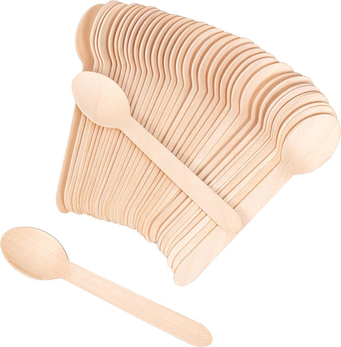 Disposable Wood Cutlery Spoons - 100 Pack Wooden Spoons Disposable,Biodegradable and Earth Friendly, 6.3 Inch Length Wood Spoons...