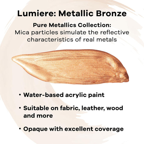 Jacquard Lumiere 2.25oz Fabric Paint Metallic Bronze - Metallic Paint for Fabric, Leather, Canvas, Paper and Wood - Light-bodied Metallic Acrylic ...