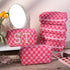 6 Pcs Preppy Makeup Bag Bulk Checkered Cosmetic Bag Pink Makeup Pouch Personalize Travel Toiletry Bag Organizer Cute DIY Makeup Brushes Storage Ba...