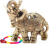 Golden Polyresin Elephant Statue Sculpture Trunk Wealth Lucky Collectible Figurine Gift Home Decor Feng Shui Ornament Elephant Decor Statue...