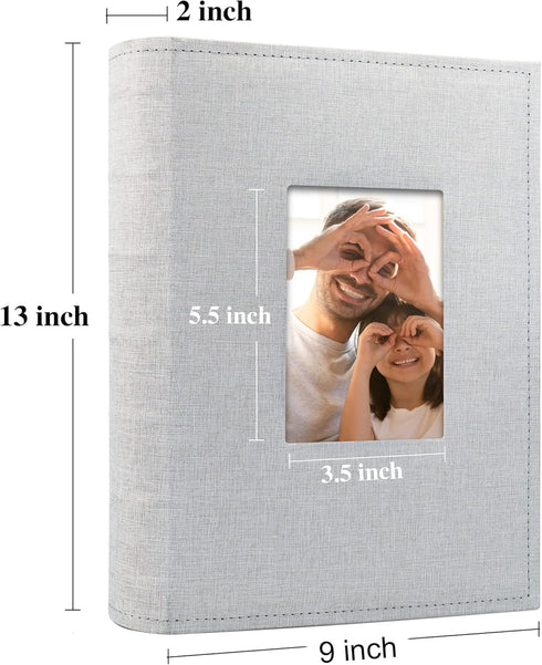 Vienrose Photo Album 4x6 300 Photos Linen Frame Cover with Memo Areas Photobook Large Capacity Slip-in Pictures Book for Wedding Baby Vacation, Li...