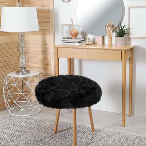 uxcell Faux Fur Round Rug,Fluffy Area Mat,Fluff Rugs for Bedroom Floor Sofa Living Room 2 x 2 Feet Black...