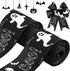 2 Rolls 12 Yards Halloween Wired Ribbons Spiderweb/Ghost Printed Ribbons Decorative Wrapping Ribbons Polyester Craft Ribbons for Halloween Home Pa...