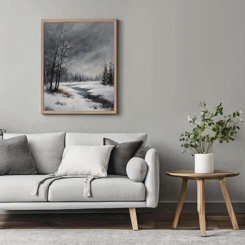 Posterizer 1 pcs-beautiful scenary of snowy winter in oil painting style-10-Landscape & Nature Art-GIft for Men Women Teens-Dining Room Decor- unf...