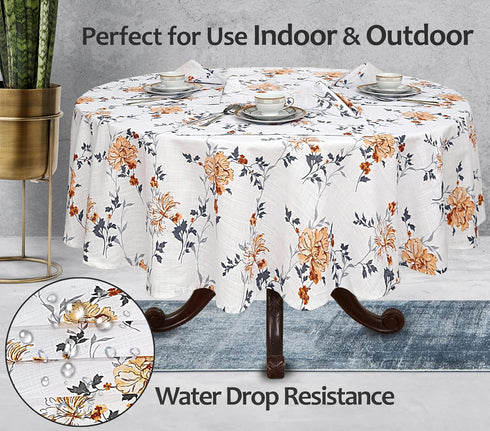 RUVANTI Round Tablecloth 70 Inch, for 24-48 Inch Round Tables, 100% Cotton Table Cloth Stain Resistant, Washable, Perfect for Kitchen, Dining, Par...