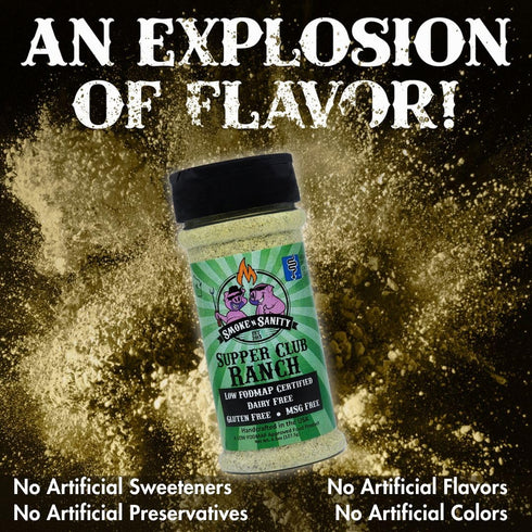 Smoke n Sanity Supper Club Ranch Seasoning- Monash Certified Low FODMAP - Gluten Free - Certified Kosher - Dairy Free for Low FODMAP Foods (4.5 oz...