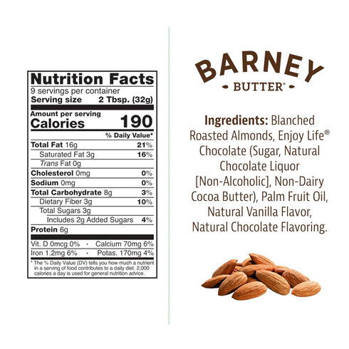 Barney Butter Almond Butter, Chocolate, 10 Ounce Jar, Skin-Free Almonds, No Stir, Non-GMO, Gluten Free, Keto, Paleo, Vegan...