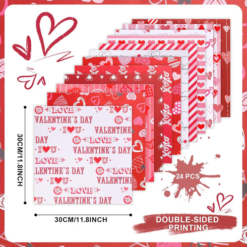 PEUTIER 24 Sheets Valentine's Day Pattern Paper, 11.8X11.8 Inch Double-Sided Love Scrapbook Paper Valentine's Day Scrapbook Paper Decorative Craft...