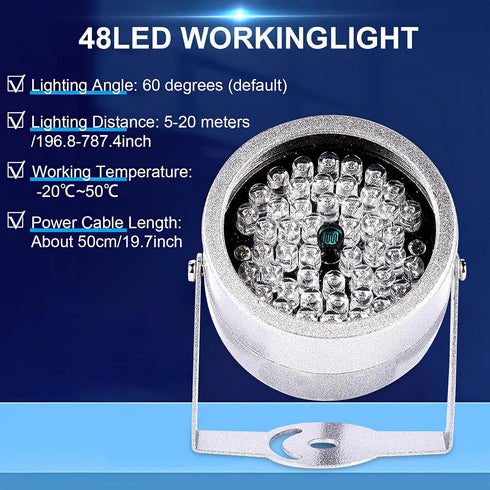 Camera IR Light 48 LED IR Illuminators Lights Waterproof Infrared Night Visionss Light for Security CCTV Camera...