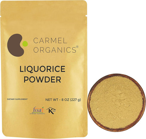 CARMEL ORGANICS Licorice Root Powder - 8 Ounce | Herbal Supplement | Natural Sweetener and Digestive Aid | Non-GMO | No Added Preservatives & Addi...