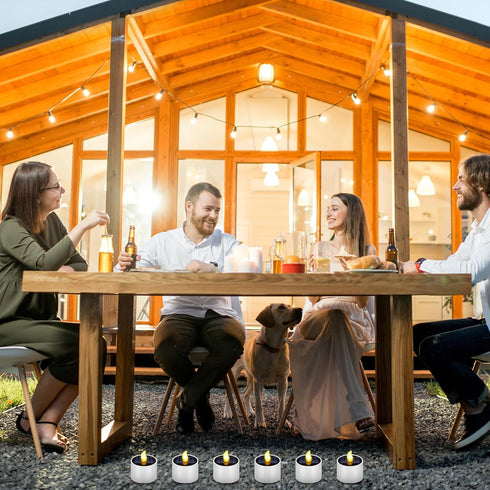 6 Pcs Solar Tea Lights Outdoor Waterproof 2 x 2.2 Inches Candle Flameless Flicker Rechargeable Reusable LED Dusk to Dawn Tealight Candles for Wedd...