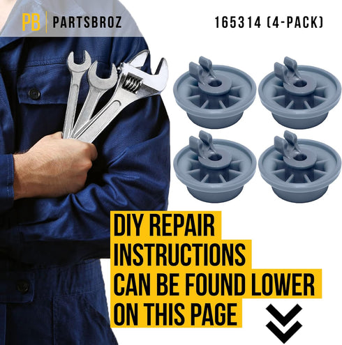 Dishwasher 00165314 Durable 165314 Lower Rack Wheel Compatible With Bosch PS3439123 AP2802428 Dishrack Roller Replacement SHV56C03UC SHE4AM12UC SHE43M05UC SHE43M02UC SHE43F06UC SHE43F05UC SHE43F02UC