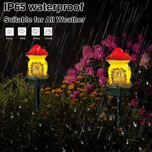Mushroom Solar Lights Outdoor, Waterproof Fairy Houses Lights Mushroom Garden Decor Decorative Solar Powered Garden Stake Lights for Outside Lawn ...