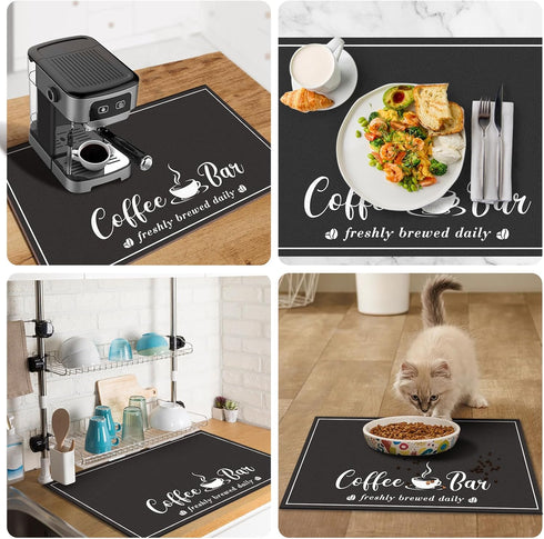 Coffee Mat, Absorbent Dish Drying Mat for Kitchen Counter, Fashion Style Coffee Bar Accessories for Coffee Maker Espresso Machine Dish Rack 12"x 2...