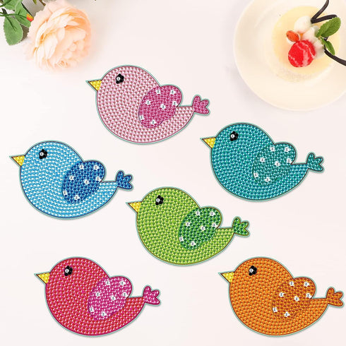 Tontut 8 Pcs Diamond Painting Wooden Coasters with Holder, DIY Little bird Coasters Diamond Art Kits for Beginners, Adults Small Diamond Painting ...