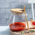 Joeyan Glass Jar with Airtight Bamboo Lid and Spoon Attached, 12 oz Salt Sugar Spice Seasoning Container, Clear Condiment Pot, Glass Food Storage ...