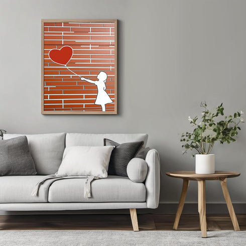 Posterizer 1 pcs-girl with heart balloon-cute girly abstract poster -1-Romantic Art Gift for Daughter, Son, Kids Decor for nursery toddlers kids r...