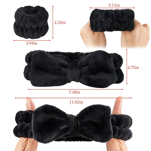 3PCS Makeup Headband and WristBand Set, Skincare Spa Headband for Washing Face,Towels Wrist band for Women Girls Prevent Liquid Spilling from Arms...