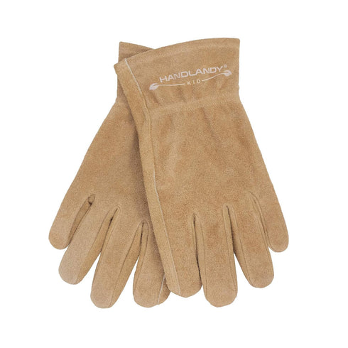 HANDLANDY Genuine Kids Leather Work Gloves for ages 3-11, Children Gardening Gloves for Boys, Girls (Medium (for age5-7), Khaki)...