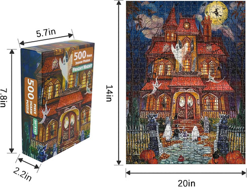Halloween Fright Night 500 Pieces Jigsaw Puzzles for Adults, Halloween Decoration for Family Party Holiday...