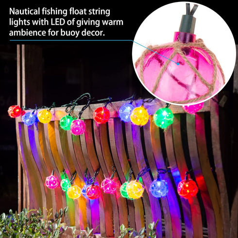 Nautical Lights String Plug in , 10 LED Buoy String Lights Home Tiki Bar Decorations, Nautical Fishing Float String Lights Coastal Beach Theme for...