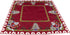 Embroidered Christmas Holiday Santa Claus and Christmas Trees Doily Table Topper Small Tablecloth on Red 33 Inches Square...