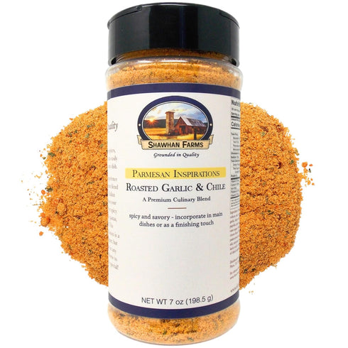 Shawhan Farms Gourmet Parmesan Inspirations Imported Calabrian Chile Roasted Garlic Seasoning Topper Finishing Blend - 7 Oz...