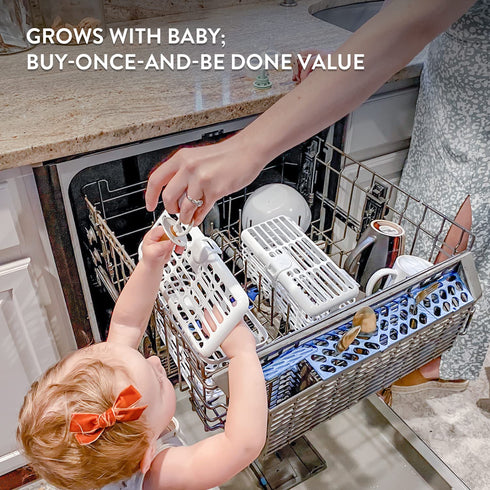 Prince Lionheart Made in USA High Capacity 3-in-1 Dishwasher and Spill Proof Vave Cleaner Basket for Toddlers & Infants Bottle Parts & Accessories...
