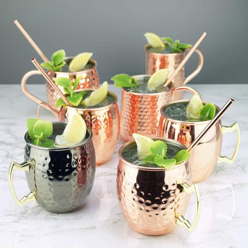 PG Copper/Rose Gold Plated Stainless Steel Moscow Mule Mug - Bar Gift Set 4 - Factory Direct (19 oz) - Authentic Traditional Design - Smooth Finis...
