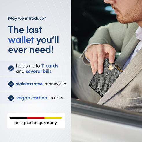 TRAVANDO Mens Slim Wallet with Money Clip AUSTIN RFID Blocking Bifold Credit Card Holder for Men with Gift Box (Carbon)...
