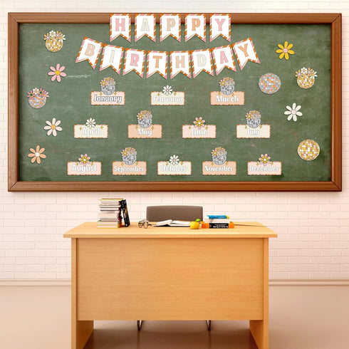 35 Pcs Groovy Disco Happy Birthday Bulletin Board Set Classroom Birthday Chart Decoration Cutouts Birthday Wall Calendar Decorations for Teachers ...