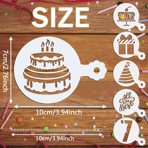 JULBEAR Birthday Cookie Stencils, 36 Pieces Reusable Coffee Decoration Stencils Templates Tools for Cookies Baking Painting Dessert Decoration DIY...