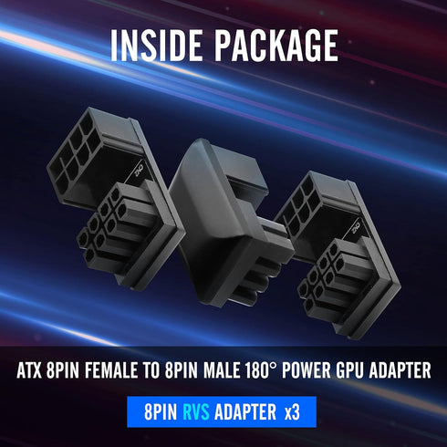 EZDIY-FAB GPU VGA PCIe 8 Pin U Turn 180 Degree Angle Connector Power Adapter Board for Desktop Graphics Card-Reverse Type 3-Pack...