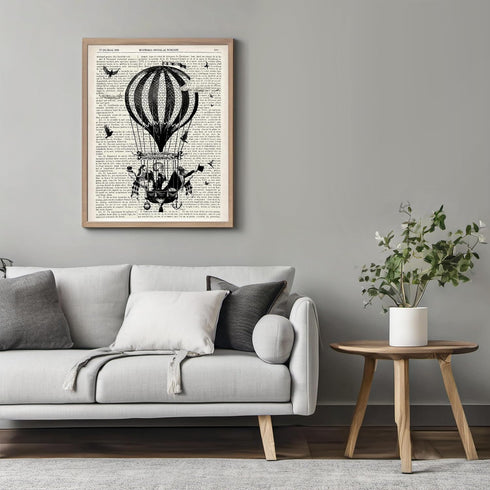 Posterizer 1 pcs-Steampunk Hot Air Balloon-Fantasy & Fiction Art-Retro Art- Gift for Men Women Entrepreneur Teens-Decor for Home & Office- unframe...