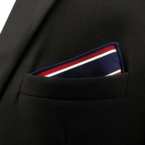 S&W SHLAX&WING Striped Pocket Square for Mens Suit Jacket Blue and Red...
