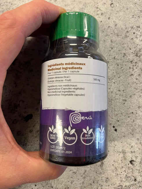 Amazon Andes Acai/Açai Berry Capsules (Euterpe oleracea) – Rich Source of antioxidant, Vitamin C & Fibers - Support Immune System - Gluten Free, N...